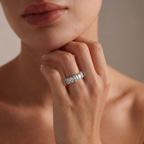 Platinum Daphne Oval and Emerald Lab Diamond Anniversary Band (4 Ct. Tw.) model
