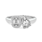 Platinum Rebeca Two Stone Emerald and Pear Toi et Moi Lab Grown Diamond Ring (2 Ct. Tw.) front image