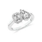 Platinum Rebeca Two Stone Emerald and Pear Toi et Moi Lab Grown Diamond Ring (2 Ct. Tw.) right