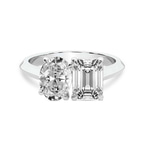 10kt White Gold Trianna Two Stone Oval and Emerald Toi Et Moi Lab Grown Diamond Ring (3 Ct. Tw.) front image