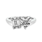 Platinum Lola Two Stone Heart and Emerald Toi Et Moi Lab Grown Diamond Ring (1 Ct. Tw.) front image