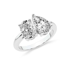 Platinum Violeta Two Stone Oval and Pear Toi Et Moi Lab Grown Diamond Ring (3 Ct. Tw.) side right image one