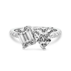 14kt White Gold Vega Two Stone Emerald and Heart Toi Et Moi Lab Grown Diamond Ring (2 Ct. Tw.) front image