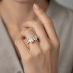 14kt White Gold Vega Two Stone Emerald and Heart Toi Et Moi Lab Grown Diamond Ring (2 Ct. Tw.) model