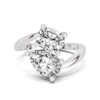 10kt White Gold Lucia Two Stone Cushion and Pear Toi et Moi Lab Grown Diamond Ring (1 Ct. Tw.) front image