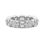 Platinum Carmen Emerald & Round Bezel Lab Diamond Eternity Ring (3 Ct. Tw.) front image
