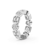 Platinum Carmen Emerald & Round Bezel Lab Diamond Eternity Ring (3 Ct. Tw.) left