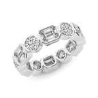 Platinum Carmen Emerald & Round Bezel Lab Diamond Eternity Ring (3 Ct. Tw.) right