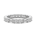 Platinum Emory Emerald & Round Lab Diamond Eternity Ring (5 Ct. Tw.) front image