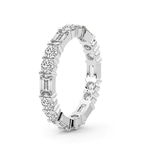 Platinum Emory Emerald & Round Lab Diamond Eternity Ring (5 Ct. Tw.) left