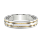 9ct Yellow Gold Crossline Milgrain Men's Band front image