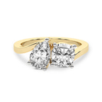 14kt Yellow Gold Cecelia Two Stone Cushion and Pear Toi et Moi Lab Grown Diamond Ring (1 Ct. Tw.) front image