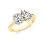 10kt Yellow Gold Rebeca Two Stone Emerald and Pear Toi et Moi Lab Grown Diamond Ring (4 Ct. Tw.) right