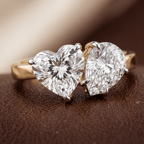 10kt Yellow Gold Meg Two Stone Pear and Heart Toi et Moi Lab Grown Diamond Ring (1 Ct. Tw.) color product image one