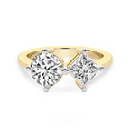 10kt Yellow Gold Luisa Two Stone Round and Princess Toi et Moi Lab Grown Diamond Ring (1 Ct. Tw.) front image