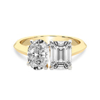 10kt Yellow Gold Trianna Two Stone Oval and Emerald Toi Et Moi Lab Grown Diamond Ring (2 Ct. Tw.) front image