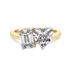 9ct Yellow Gold Lola Two Stone Heart and Emerald Toi Et Moi Lab Grown Diamond Ring (1 Ct. Tw.) front image
