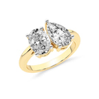 9ct Yellow Gold Violeta Two Stone Oval and Pear Toi Et Moi Lab Grown Diamond Ring (3 Ct. Tw.) side right image one