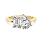 10kt Yellow Gold Atana Two Stone Emerald and Pear Toi Et Moi Lab Grown Diamond Ring (2 Ct. Tw.) front image