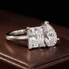 14kt Yellow Gold Malena Two Stone Radiant and Pear Toi Et Moi Lab Grown Diamond Ring (1 Ct. Tw.) color product image two