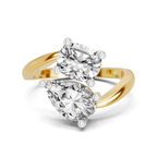 10kt Yellow Gold Lucia Two Stone Cushion and Pear Toi et Moi Lab Grown Diamond Ring (1 Ct. Tw.) front image