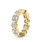 10kt Yellow Gold Carmen Emerald & Round Bezel Lab Diamond Eternity Ring (5 Ct. Tw.) left