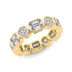 10kt Yellow Gold Carmen Emerald & Round Bezel Lab Diamond Eternity Ring (5 Ct. Tw.) right