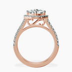 18kt Rose Gold Rising Sun Halo Lab Diamond Ring side right image one