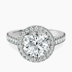 18kt White Gold Rising Sun Halo Lab Diamond Ring front image
