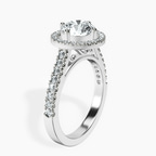 18kt White Gold Rising Sun Halo Lab Diamond Ring standing product image one