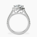 18kt White Gold Rising Sun Halo Lab Diamond Ring side right image one