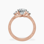 18kt Rose Gold Valencia Three Stone Vintage Lab Diamond Ring side right image one
