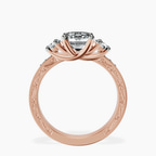 18kt Rose Gold Valencia Three Stone Vintage Lab Diamond Ring side right image one
