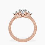 18kt Rose Gold Valencia Three Stone Vintage Lab Diamond Ring side right image one