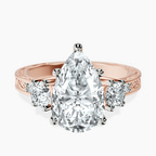18kt Rose Gold Valencia Three Stone Vintage Lab Diamond Ring front image