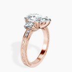 18kt Rose Gold Valencia Three Stone Vintage Lab Diamond Ring standing product image one