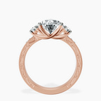 18kt Rose Gold Valencia Three Stone Vintage Lab Diamond Ring side right image one