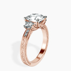 10kt Rose Gold Valencia Three Stone Vintage Lab Diamond Ring standing product image one