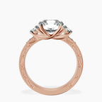 10kt Rose Gold Valencia Three Stone Vintage Lab Diamond Ring side right image one