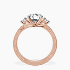 14kt Rose Gold Valencia Three Stone Vintage Lab Diamond Ring side right image one