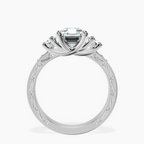 Platinum Valencia Three Stone Vintage Lab Diamond Ring side right image one