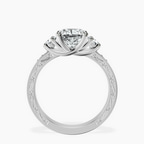 Platinum Valencia Three Stone Vintage Lab Diamond Ring side right image one