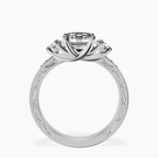 Platinum Valencia Three Stone Vintage Lab Diamond Ring side right image one