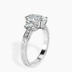 Platinum Valencia Three Stone Vintage Lab Diamond Ring standing product image one
