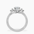 Platinum Valencia Three Stone Vintage Lab Diamond Ring side right image one