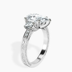 Platinum Valencia Three Stone Vintage Lab Diamond Ring standing product image one