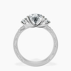 Platinum Valencia Three Stone Vintage Lab Diamond Ring side right image one