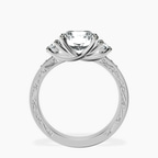 18kt White Gold Valencia Three Stone Vintage Lab Diamond Ring side right image one