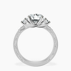 10kt White Gold Valencia Three Stone Vintage Lab Diamond Ring side right image one