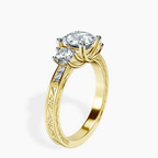 10kt Yellow Gold Valencia Three Stone Vintage Lab Diamond Ring standing product image one
